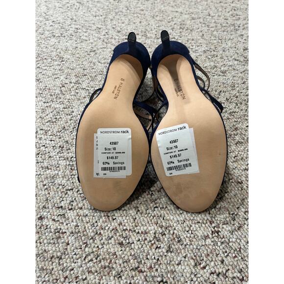 Halston Heritage Monica Open Toe Blue Suede Strappy Caged Stilleto Heels Size 10 - Picture 4 of 4